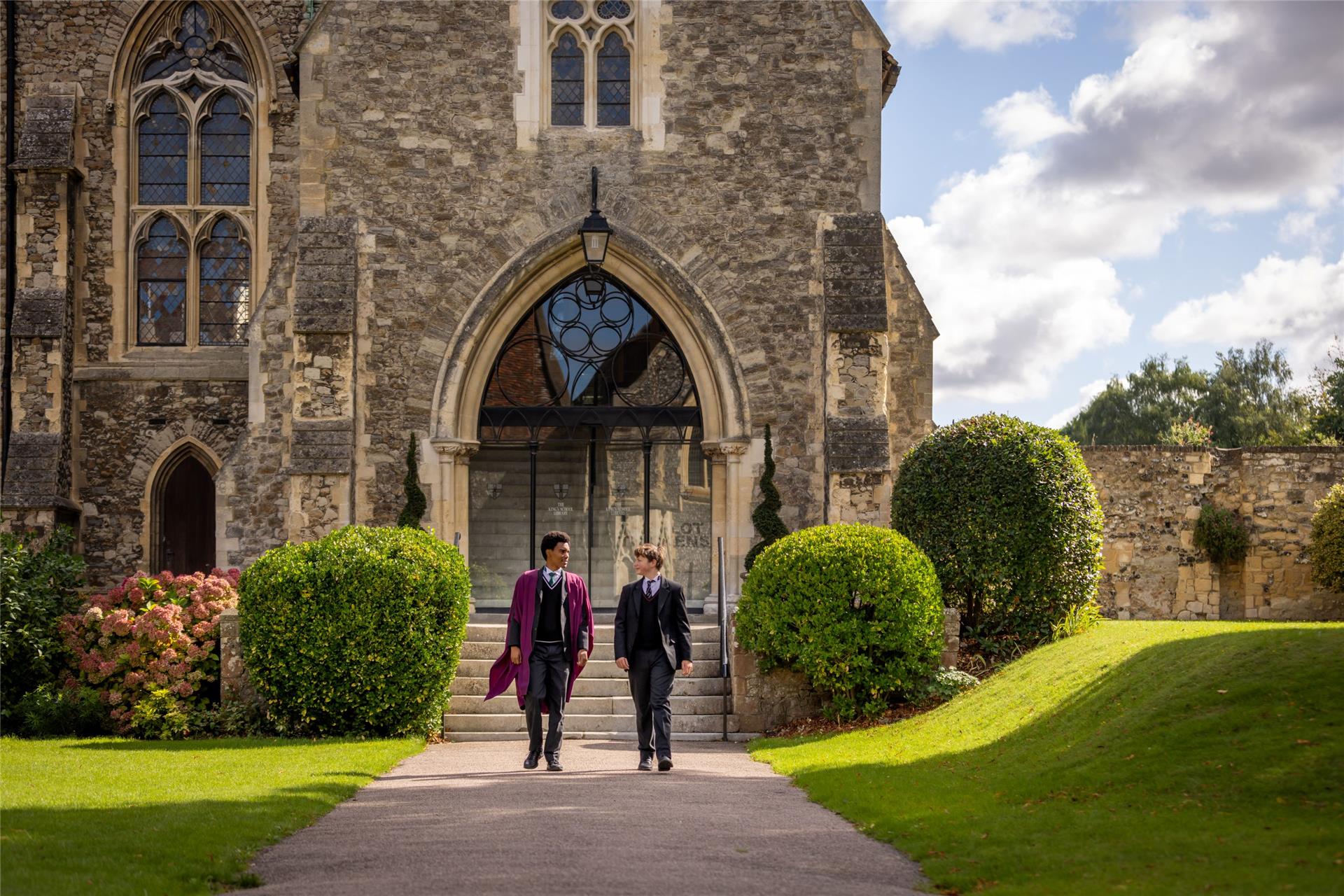 The iconic grounds of The King’s School, Canterbury, a historic British boarding school founded in 597 AD.